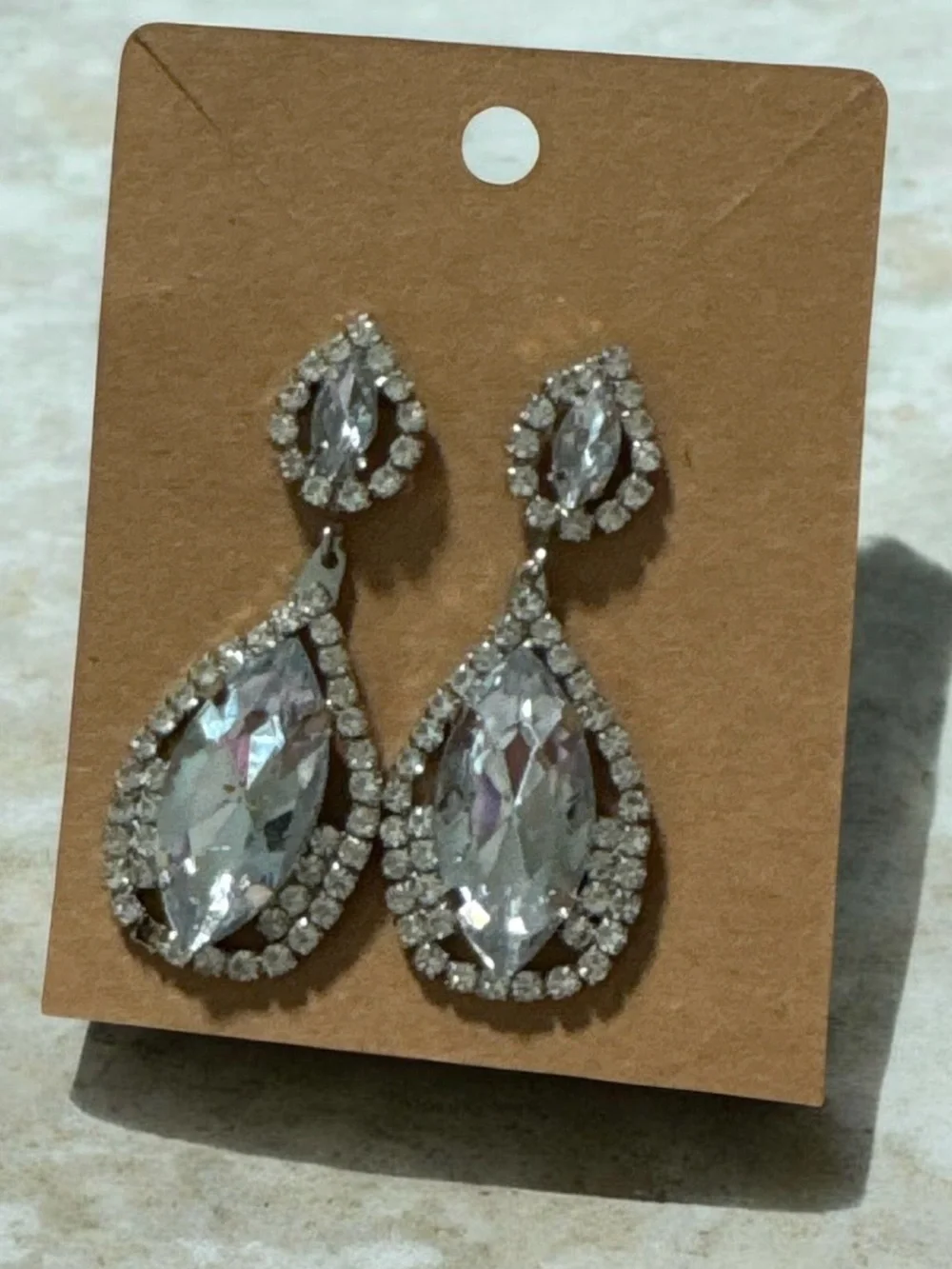 Clear Crystal Teardrop Dangle Earrings by